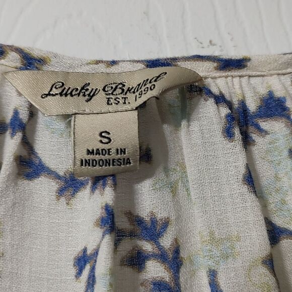 Lucky Brand blue white top Sz S - Picture 4 of 6